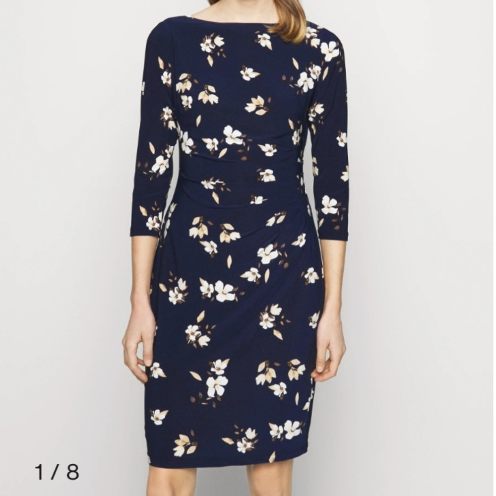 Lauren Ralph Lauren Floral Print Jersey midi dress long sleeve. - Picture 13 of 14